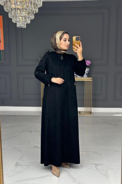 İlçin süet ferace - siyah Siyah