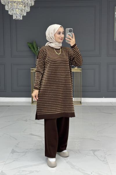 İpek Takım - Kahve Kahverengi