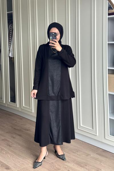 Işılay Etekli Takım - Siyah Siyah