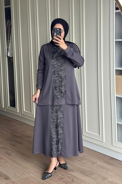 Işılay Etekli Takım - Gri Gri