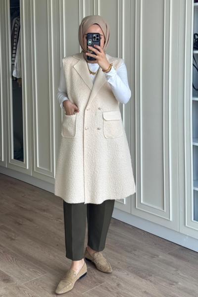 Kibar Yelek - Bej Bej