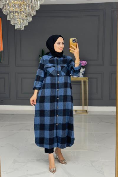 Kiraz oduncu Uzun Gömlek -mavi Mavi