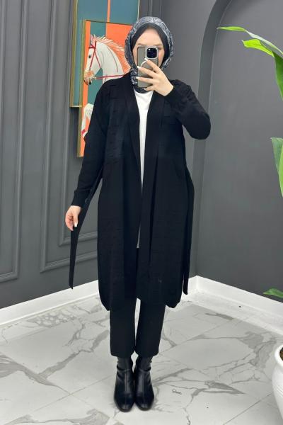 Kurtarıcı Triko Hırka - Siyah Siyah