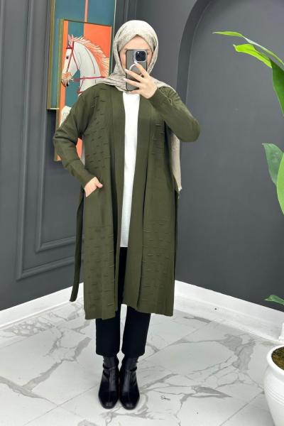 Kurtarıcı Triko Hırka - Haki Haki