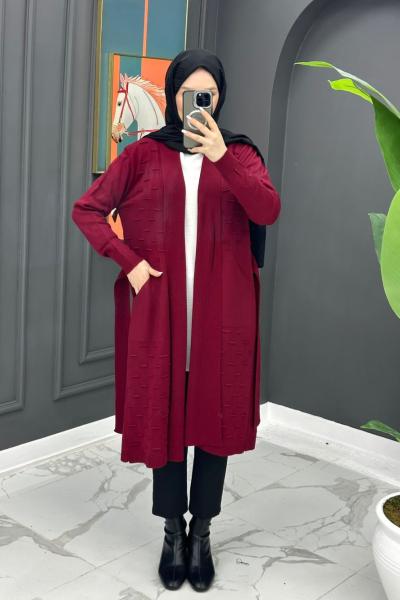 Kurtarıcı Triko Hırka - Bordo Bordo