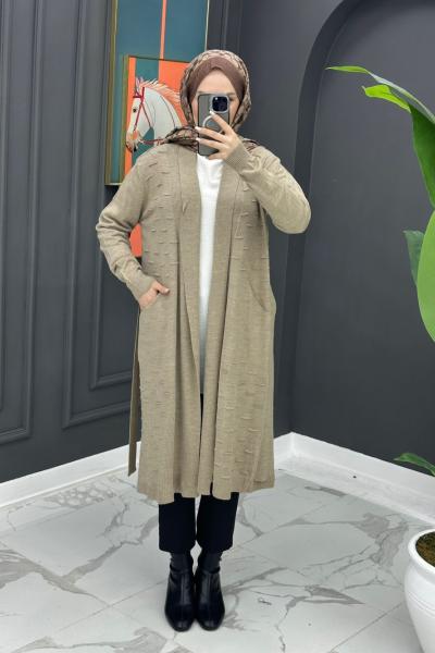 Kurtarıcı Triko Hırka - Vizon Vizon