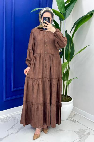 Leydi Elbise - Kahve Kahverengi
