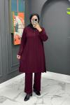 Liva Taşlı Takım - Bordo Bordo