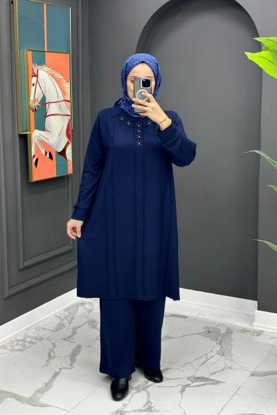 Liva Taşlı Takım - Lacivert  Lacivert