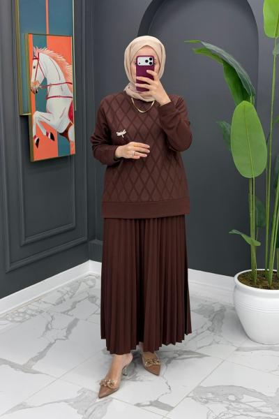 Melda Etekli Takım - Kahve Kahverengi