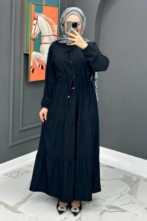 Meral Elbise - Siyah Siyah