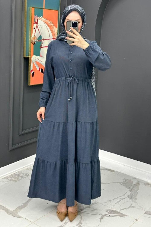 Meral Elbise - Gri Gri