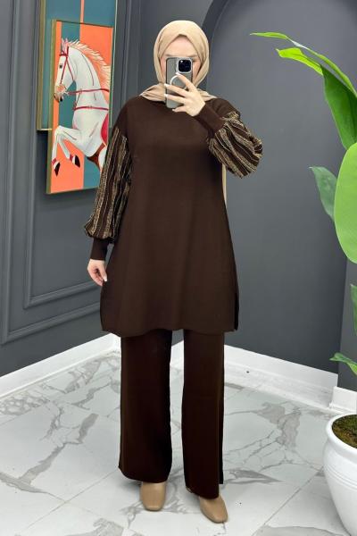 Merve Triko Takım - Kahve   Kahverengi