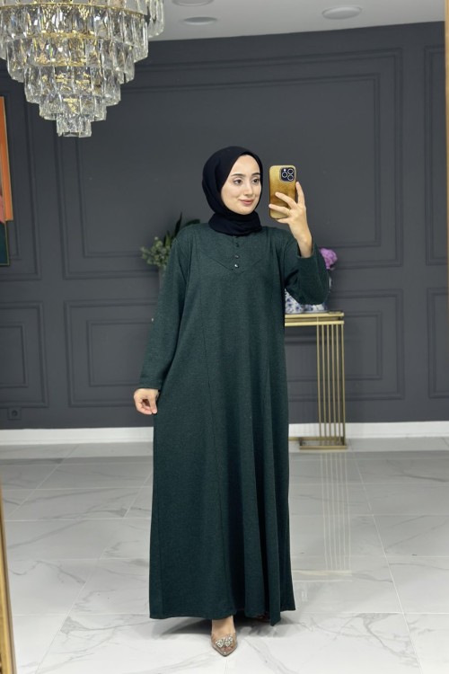 Merve uzun tesettur elbise - zümrüt Zümrüt