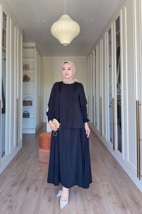 Müjde Etekli Takım-Siyah Siyah