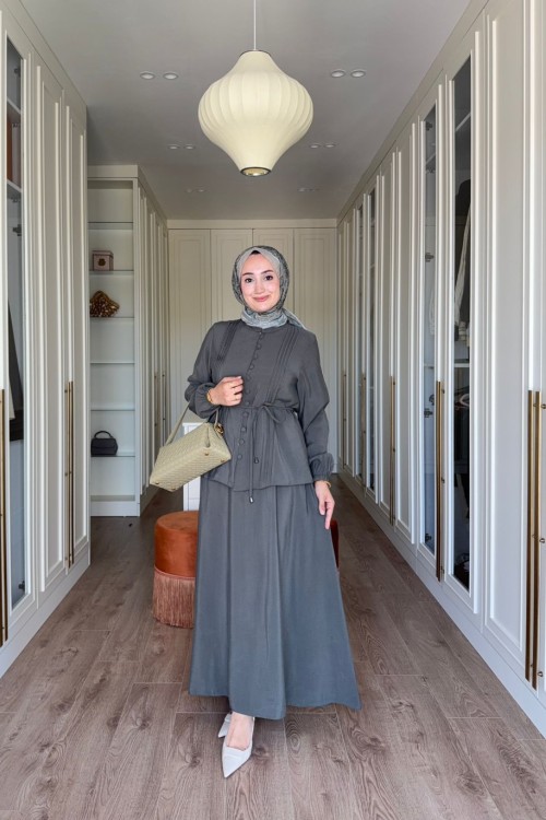 Müjde Etekli Takım- Haki Haki