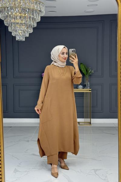 navide tesettür takım - camel Camel