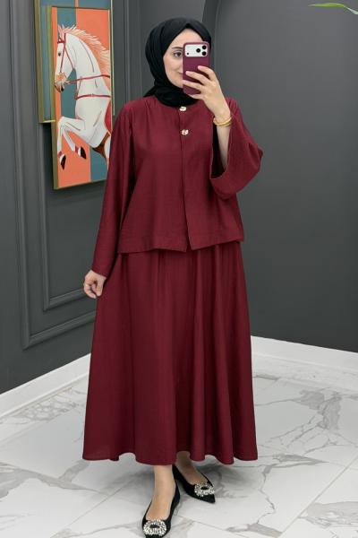 Neşe Etekli Takım - Bordo Bordo