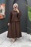 Neşe Etekli Takım - Kahve Kahverengi