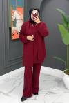 Neva Atkılı Triko Takım -  Bordo Bordo
