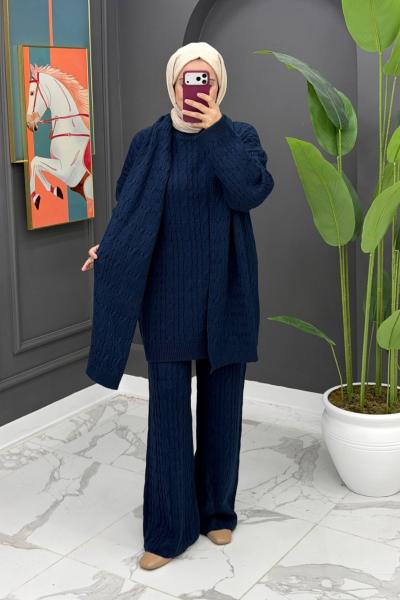 Neva Atkılı Triko Takım - Lacivert Lacivert