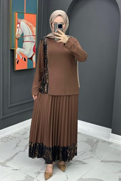 Novan Etekli Takım - Kahve  Kahverengi