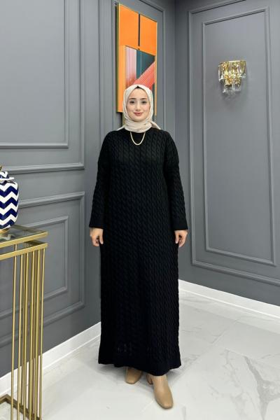 Örgü Elbise - Siyah Siyah