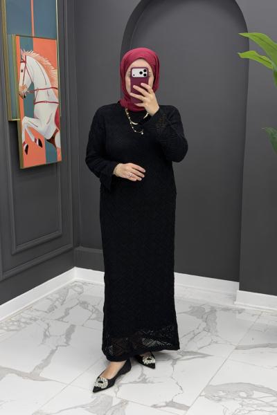 Örme İçlikli Elbise - Siyah Siyah