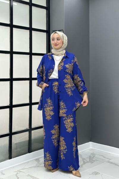 Osmanlı Desen Takım - Saks  Saks Mavisi