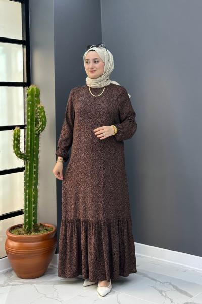 Oylum Elbise - Kahve Kahverengi