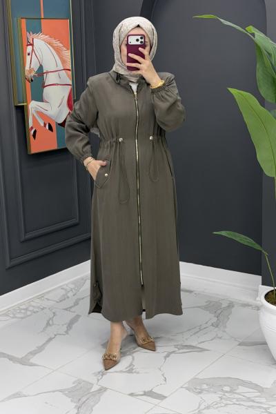 Qupra Kumaş Uzun Kap - Yeşil Yeşil