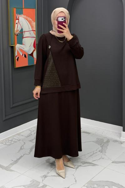 Rabiş etekli Takım - Kahverengi Kahverengi