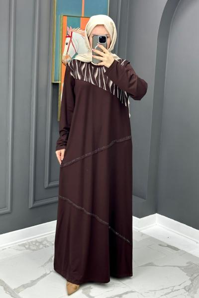 Safiye Elbise - Kahve  Kahverengi