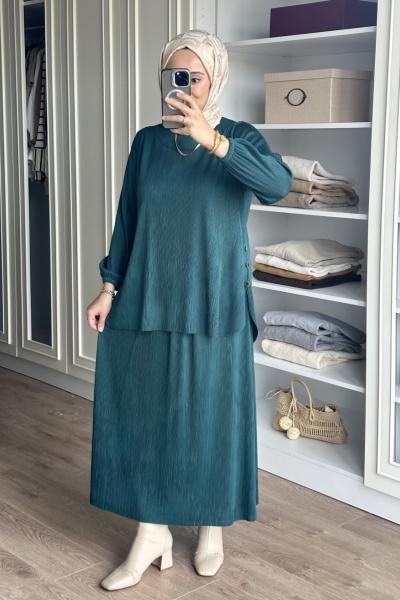 Seda etekli takım - petrol Petrol Mavisi