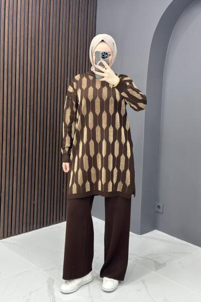 Selen Triko Takım - Kahve Kahverengi