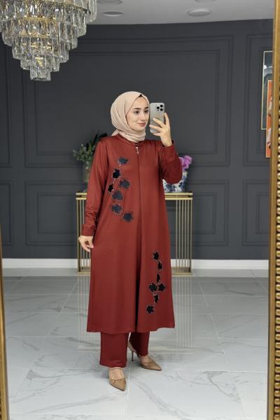 Şen uzun fermuarlı takım -taba Taba