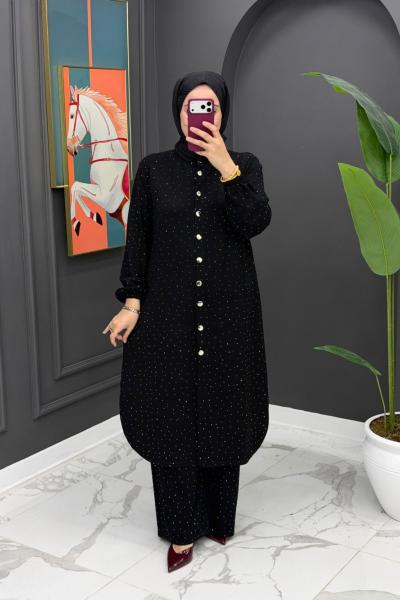 Sena Taşlı Takım - Siyah Siyah