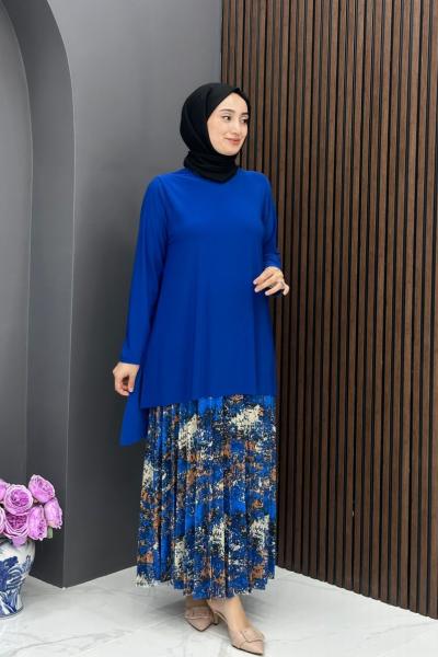 Şeyma Etekli Takım- Saks Saks Mavisi
