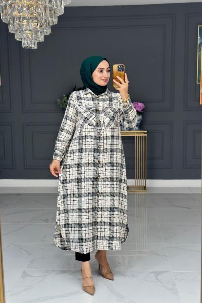 Sidar uzun gömlek- ekru Ekru