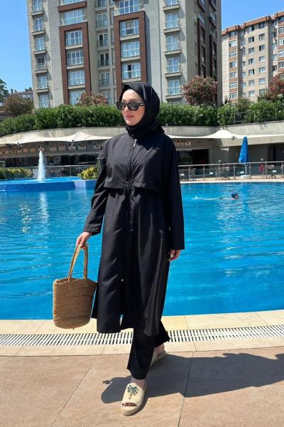 Uzun Tesettür Haşema - Siyah Siyah