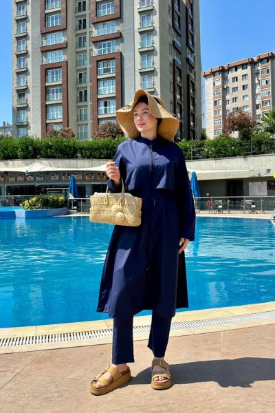 Uzun Tesettür Haşema - Lacivert Lacivert