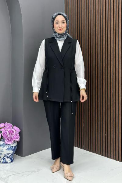 Yelekli Şık Takım - Siyah Siyah