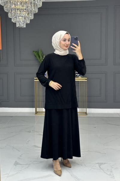 yeşim etekli takım - siyah Siyah