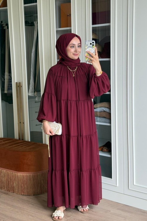 Zeliş Elbise -Bordo Bordo