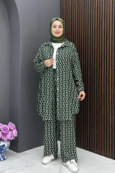 Zincir Desen Takım - Yeşil Yeşil