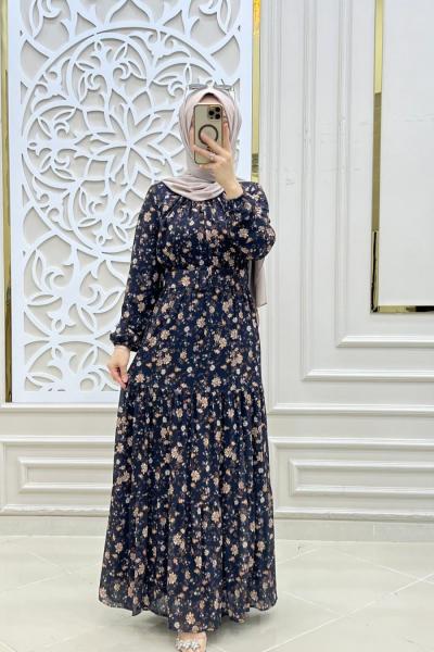 Aysima Tesettür Şifon Elbise Siyah