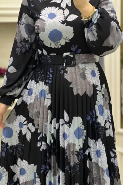 Çiçek Elbisem Siyah
