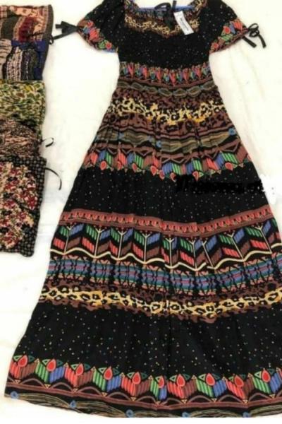 Etnik Desen Elbisem Kahverengi