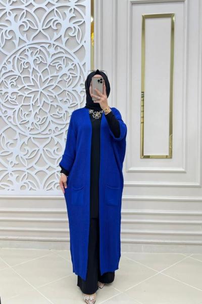 Haroşe Triko Hırkam Saks Mavisi