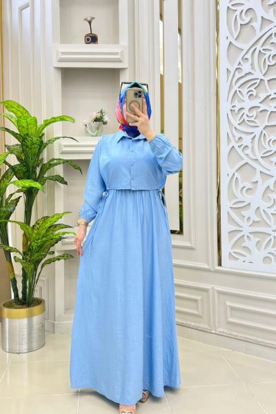 Haziran Yelekli Elbisem Bebe Mavisi